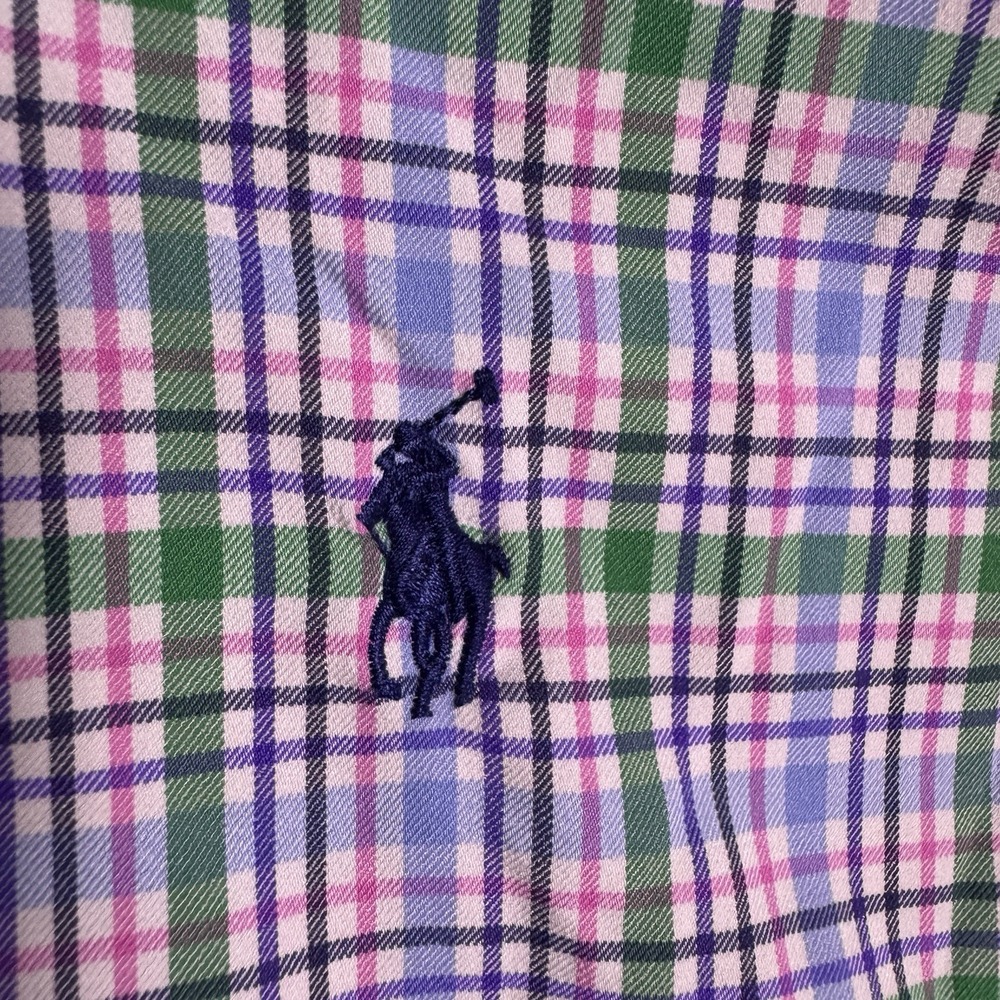 Ralph Lauren Performance Shirt Mens XXL 2XL Nylon Plaid Windowpane Tartan